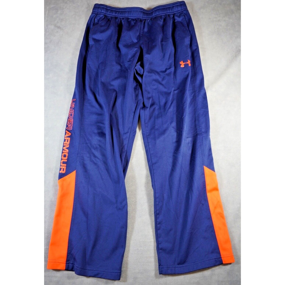Under Armour Youth Loose Fit Athletic Pants Blue Track Gym Pants YXL Logo